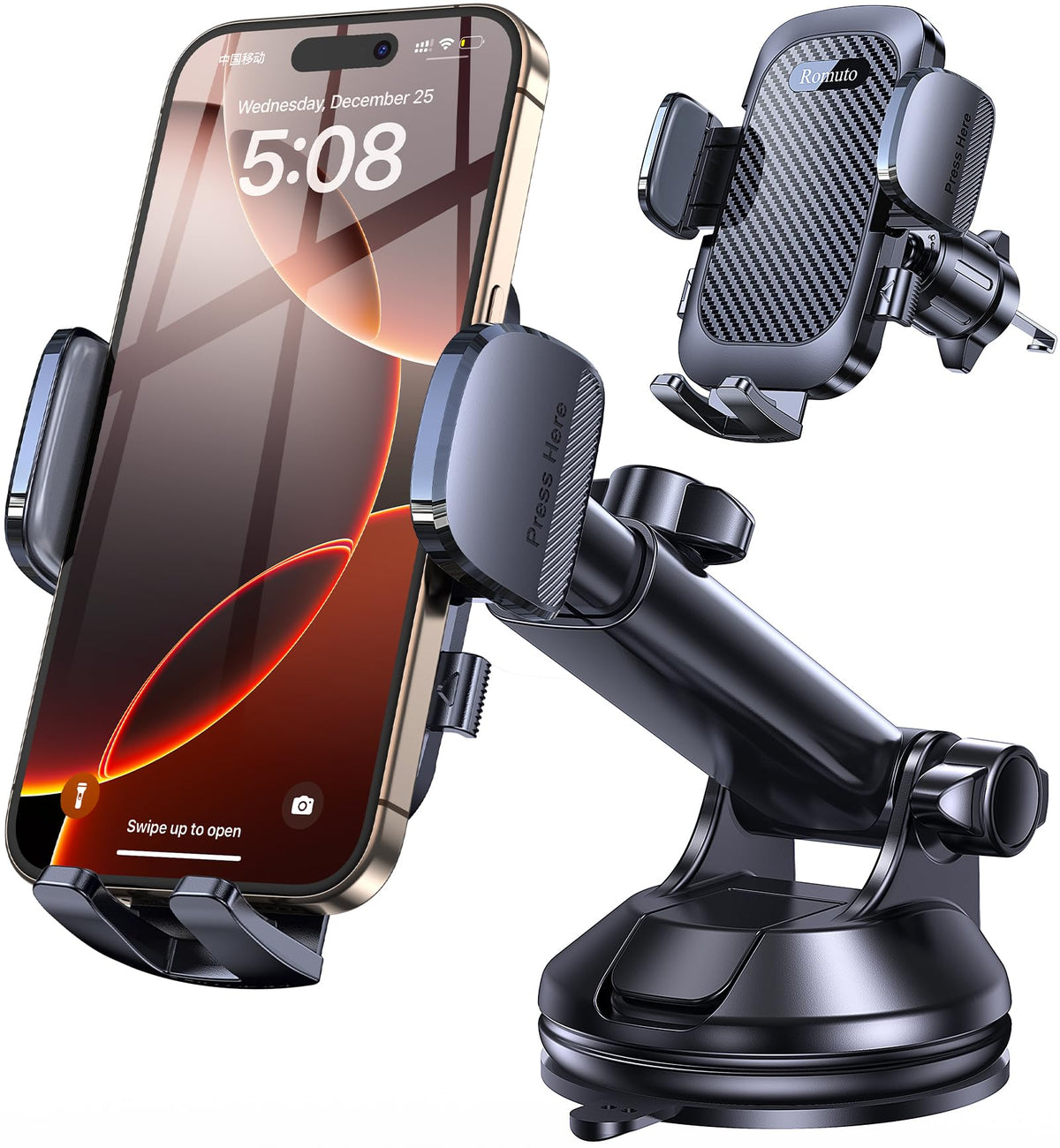 Romuto Phone Holders for Your Car Phone Holder Mount【90+LBS Suction Cup】