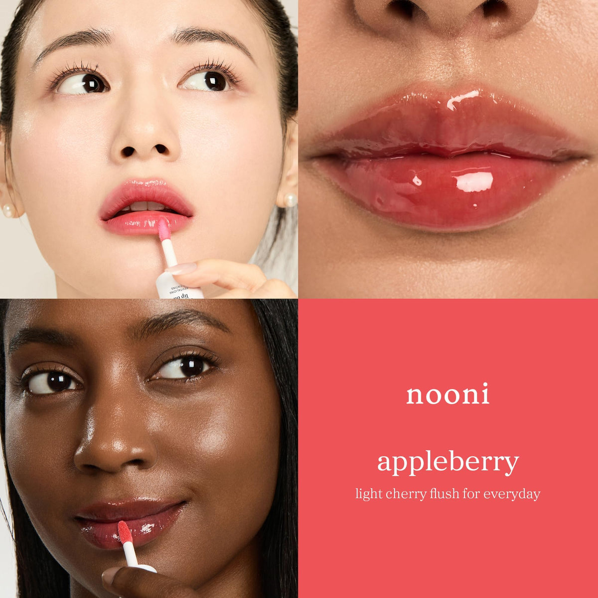 NOONI Korean Lip Oil - Appleberry - Plumping & Hydrating Tinted Lip Gloss