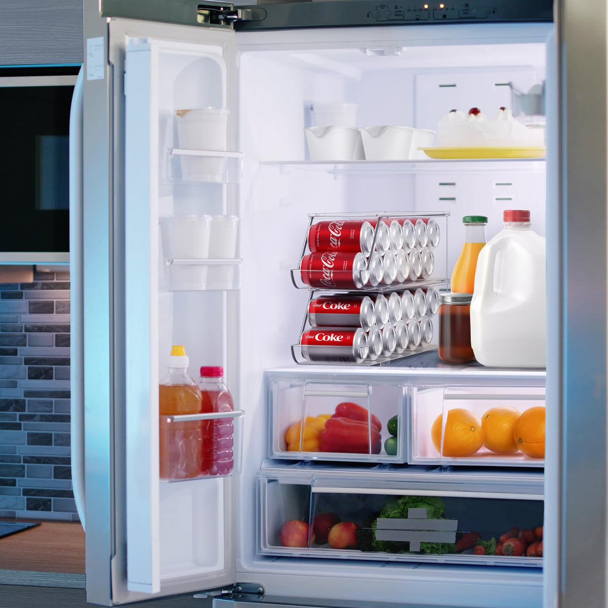 Sorbus Soda Can Organizer for Fridge & Freezer, Stackable with Lid (2 Pack)
