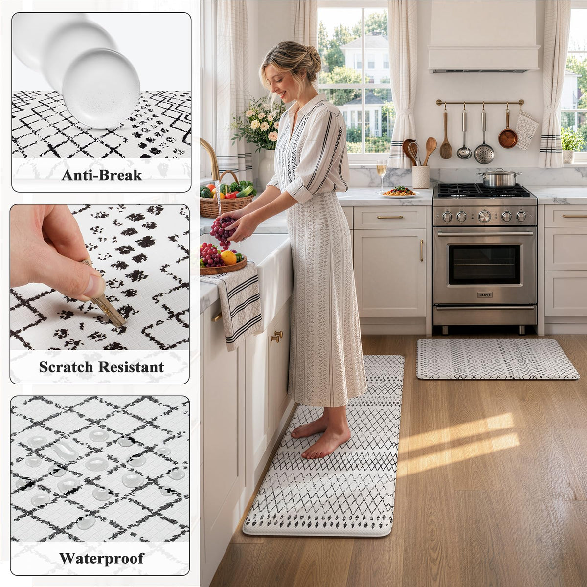 KIMODE Kitchen Mats 2 PCS, Cushioned Anti Fatigue Kitchen Rugs and Mats