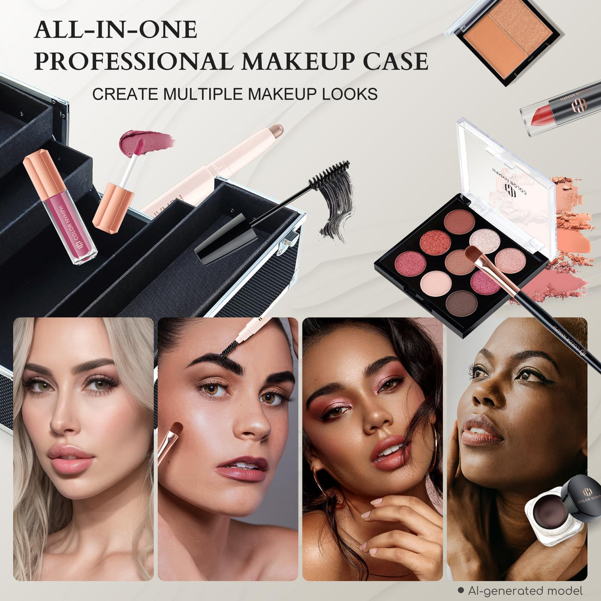 Color Nymph Makeup Set for Women Professional Makeup Kit Big Case Black