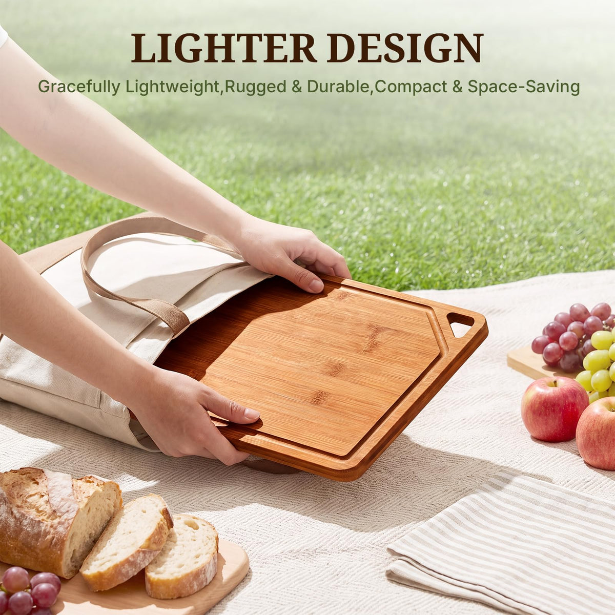 GASHELL Bamboo Cutting Board Set with Beeswax Coating for Kitchen(S+M+L)
