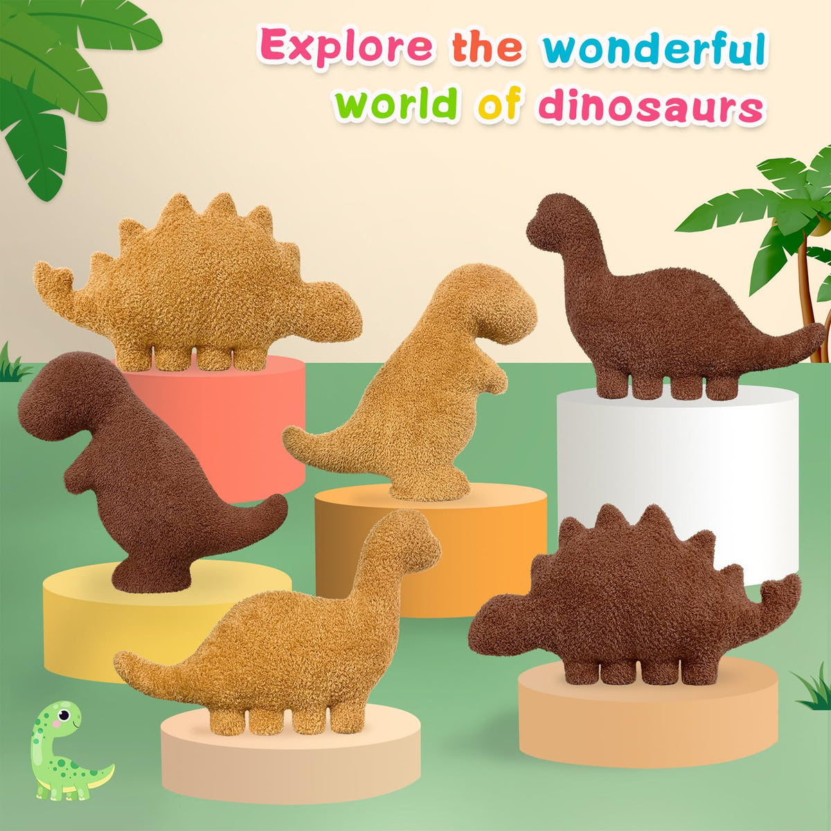 Dino Nuggets Pillow Plush, Dinosaur Chicken Plush Nuggets Pillow for Funny Birthday Gifts, Cute Funny Stuffed Animals for Boy and Girl, Dinosaur Gifts for Kids Teens and Adults (Tyran Rex, Small)