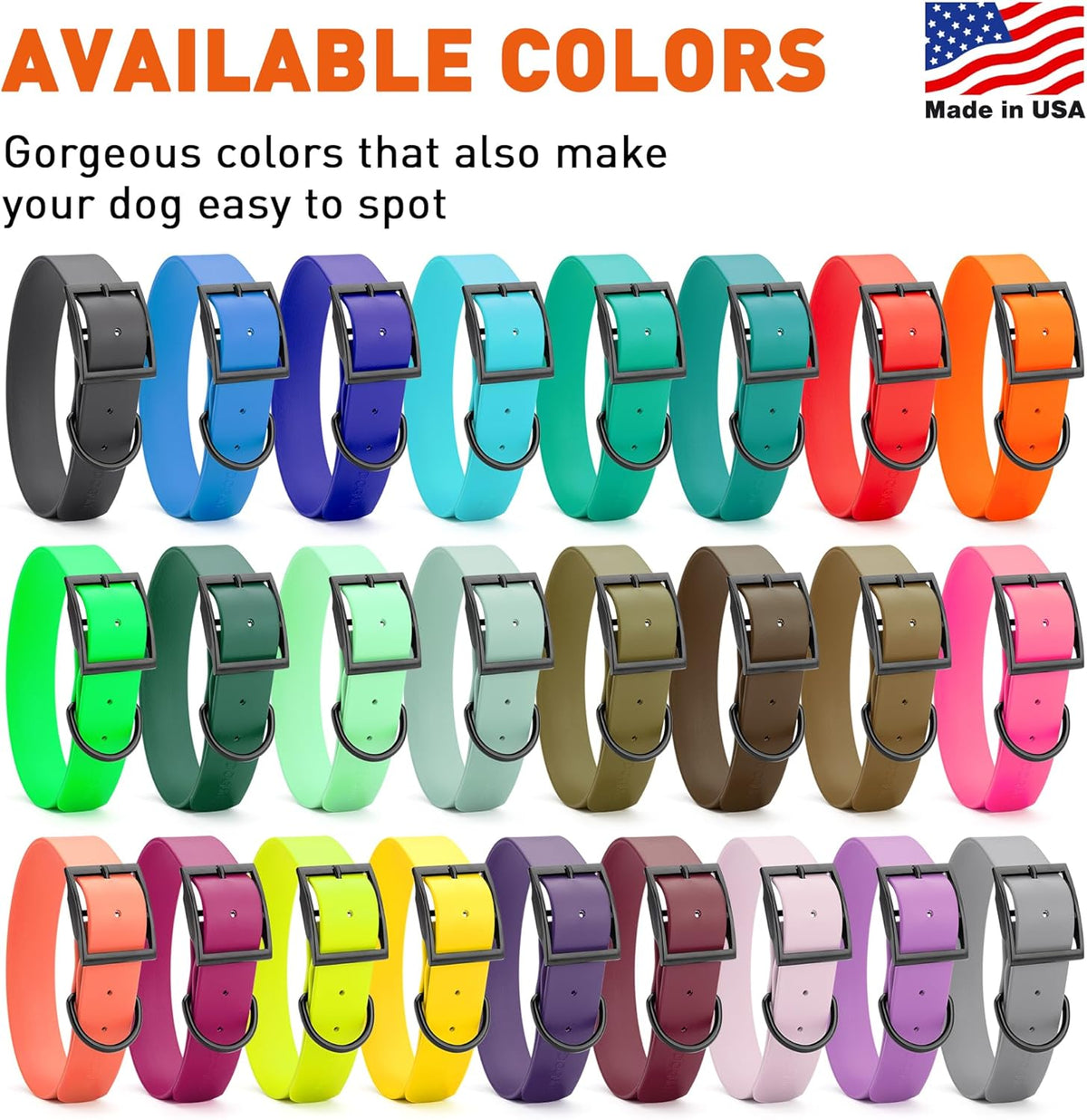 Dogline Biothane Waterproof Dog Collar Strong Coated Nylon Webbing with Black Hardware Odor- Proof for Easy Care Easy to Clean High Performance Fits Small Medium or Large Dogs, Amethyst Purple