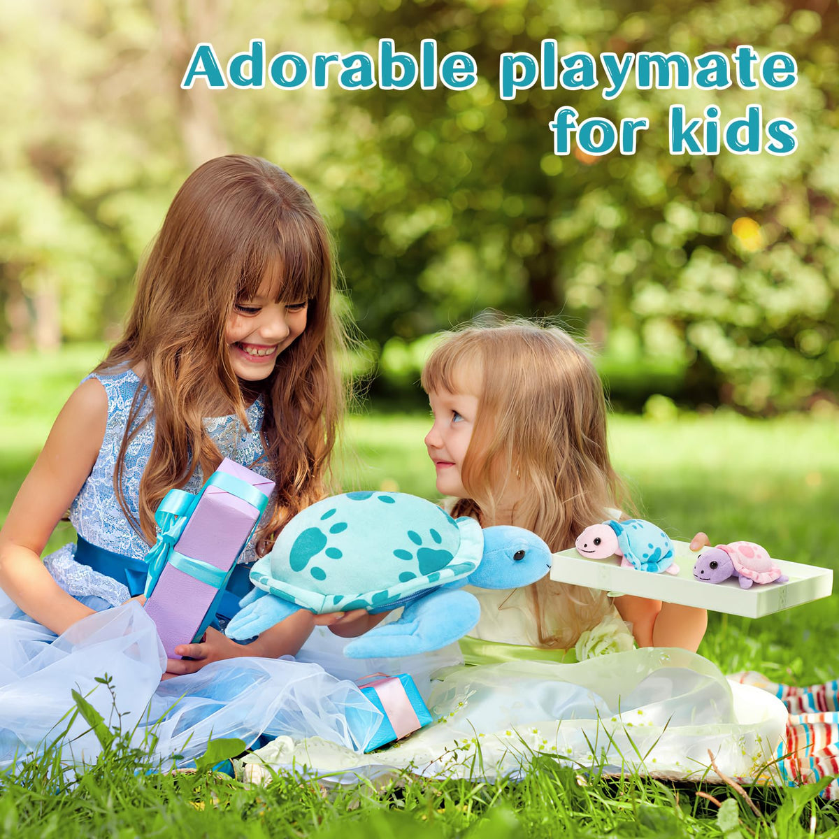 Muiteiur 4-in-1 Sea Turtle Stuffed Animal with Babies Inside 12.6"
