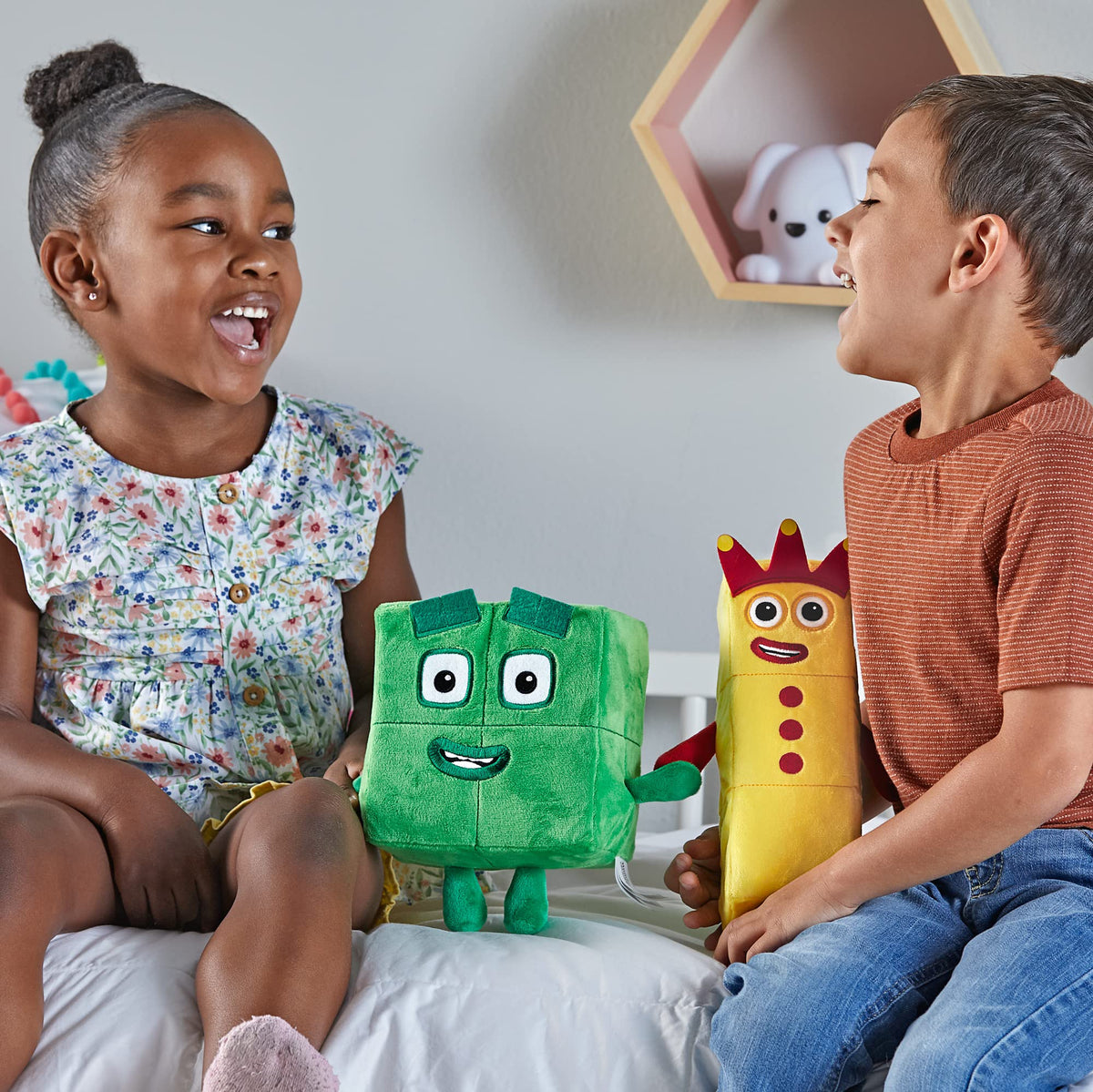 hand2mind Numberblocks Three & Four Playful Pals, Plush Figure Toys, Numbers for Toddlers, Preschool Math Learning Toys, Stuffed Animal Plushies, Counting Blocks, Soft Stuffies, Kids Birthday Gifts