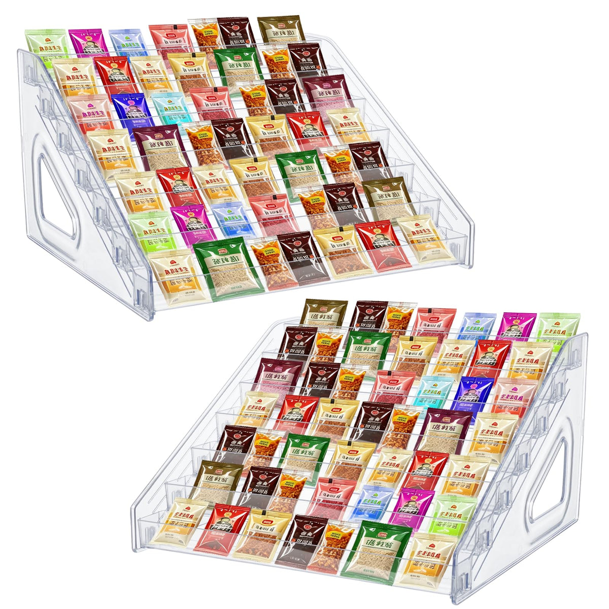 2Pcs Acrylic Seasoning Packet Organizer Display Stand Storage