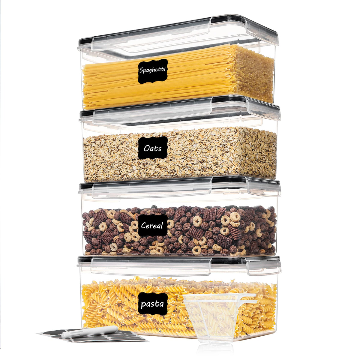 Vtopmart Pasta Storage Containers, 4 Pack, 3.2L Airtight Canisters
