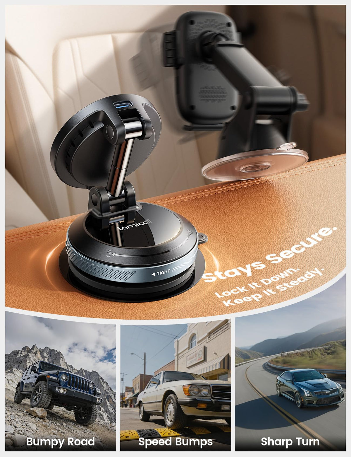 Lamicall 15W for MagSafe Car Mount Charger, 360° Wireless Car Phone Holder