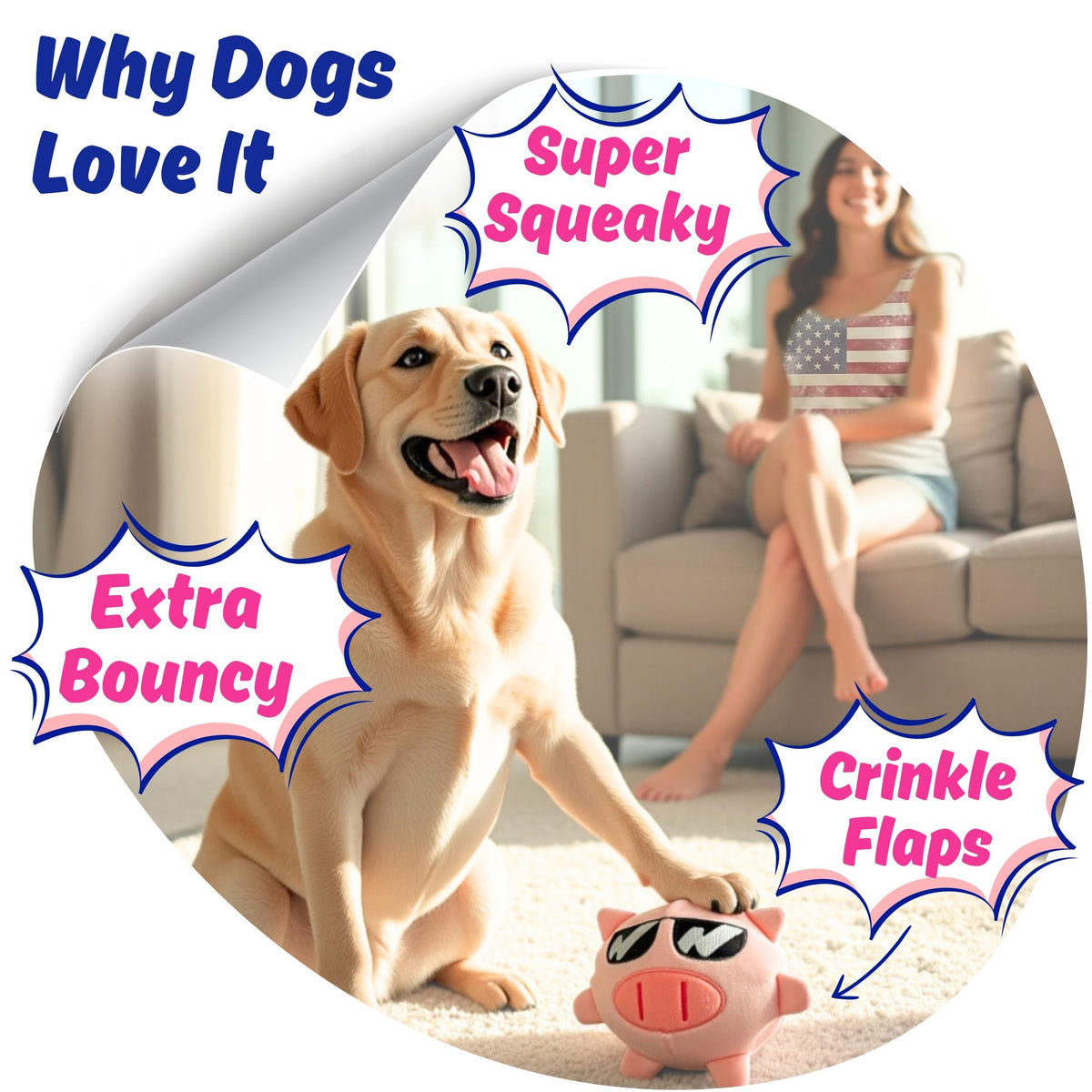 Dog Toy for Aggressive Chewers, Tough Squeaky Chew Ball, Large Breeds Gift