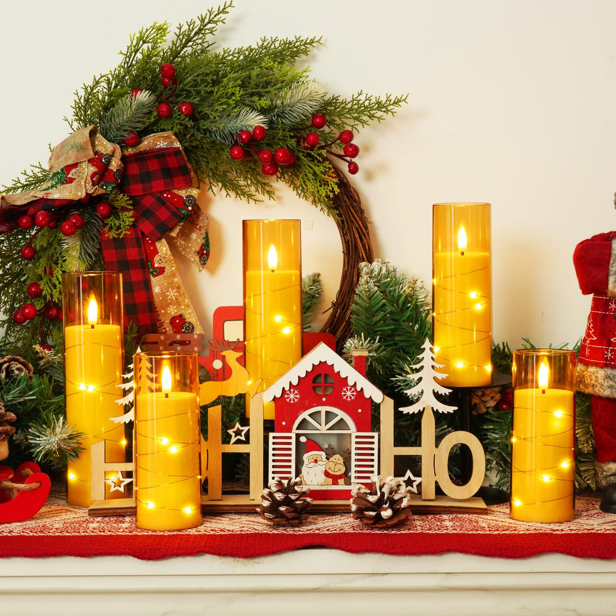Homemory 12Pcs Flickering Flameless Candles with Remote, LED Pillar Candles