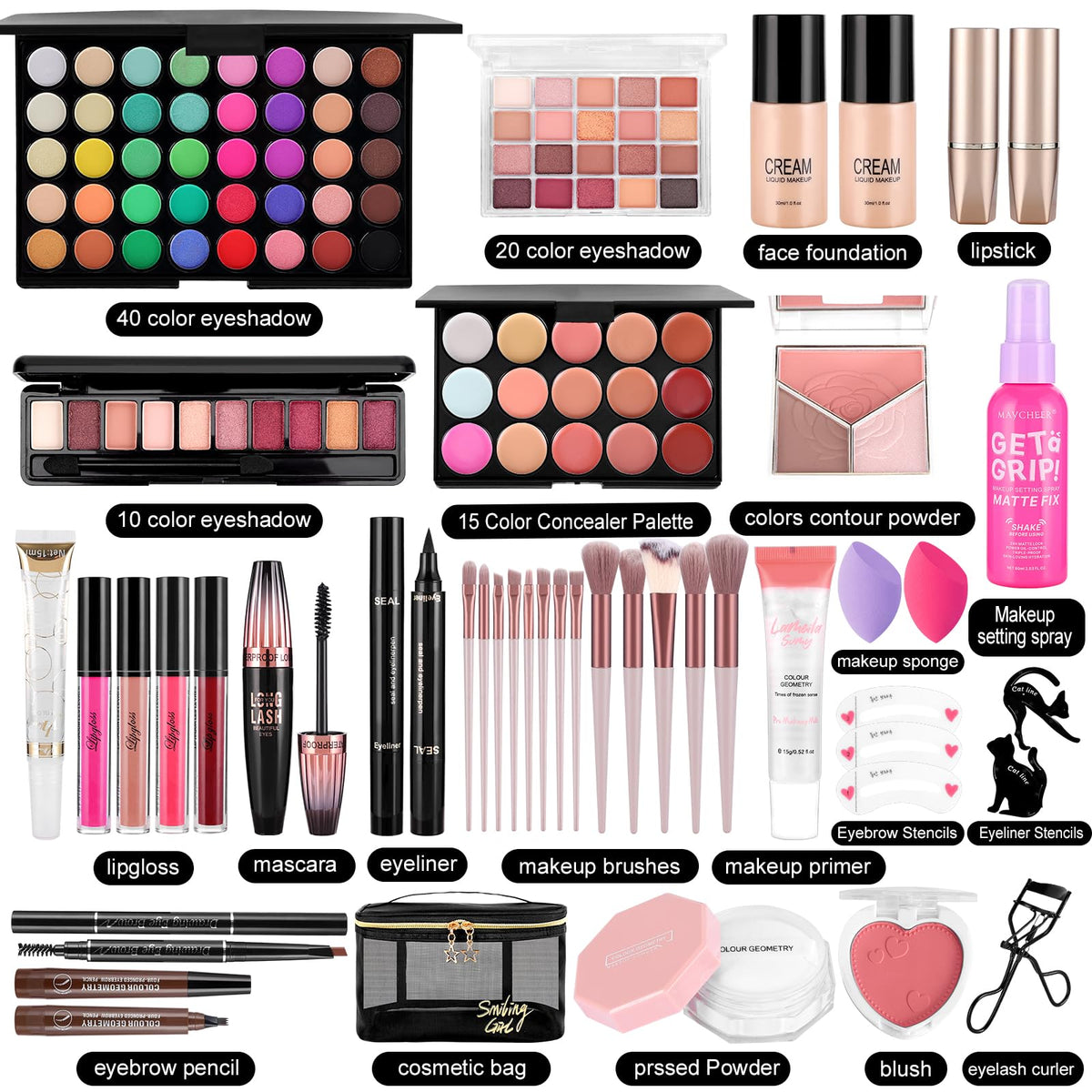 Makeup Kit for Women：Foundation Eyeshadow Palette Makeup Brushe Makeup Set