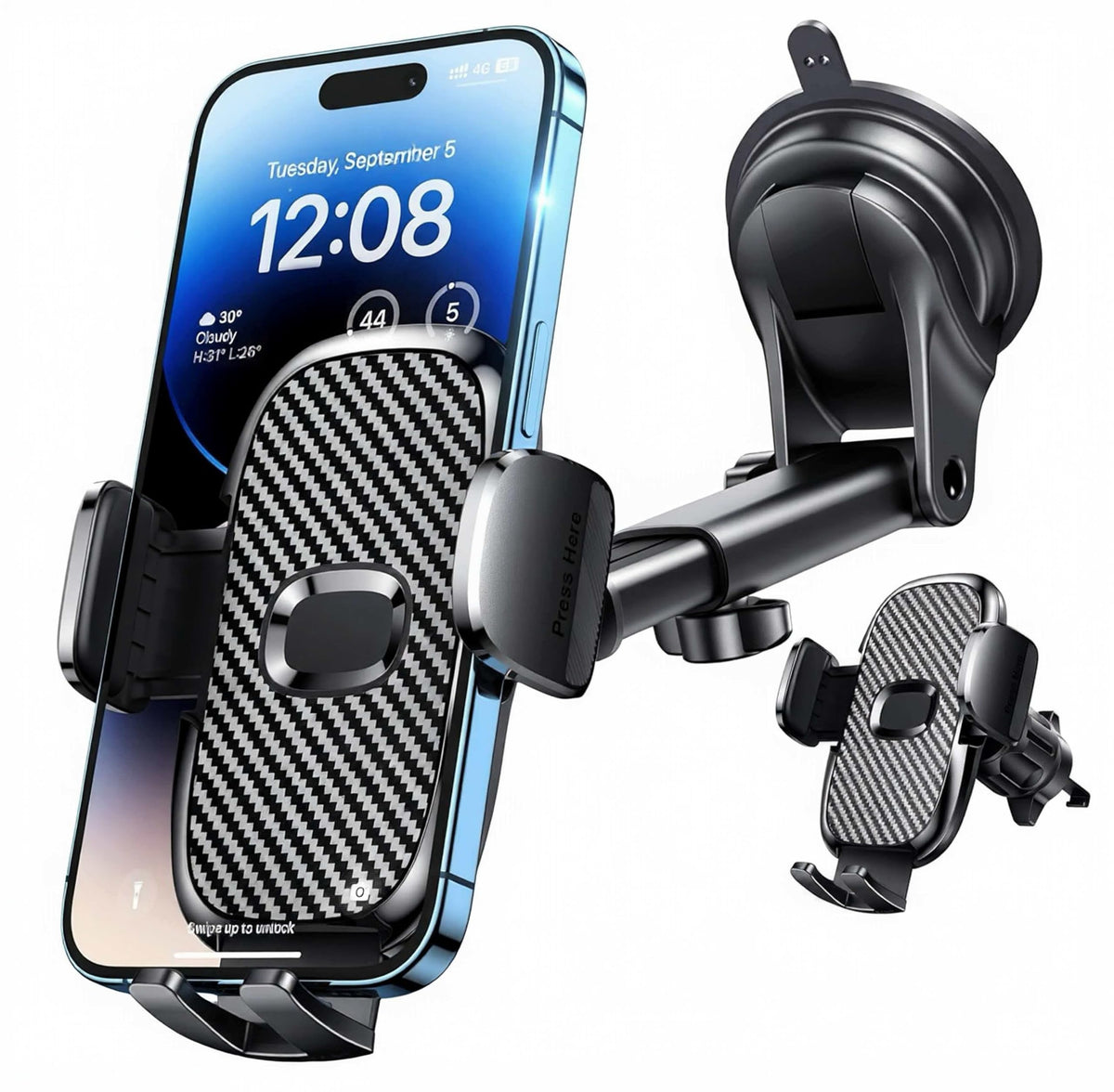 FESIYOYE Car Phone Holder[Military-Grade 360°Suction Cup] Phone Holders for Your Car Universal Accessories Air Vent Dashboard Windshield Phone Mount Automotive Cradles Fit Shower & Wall Mounts iPhone