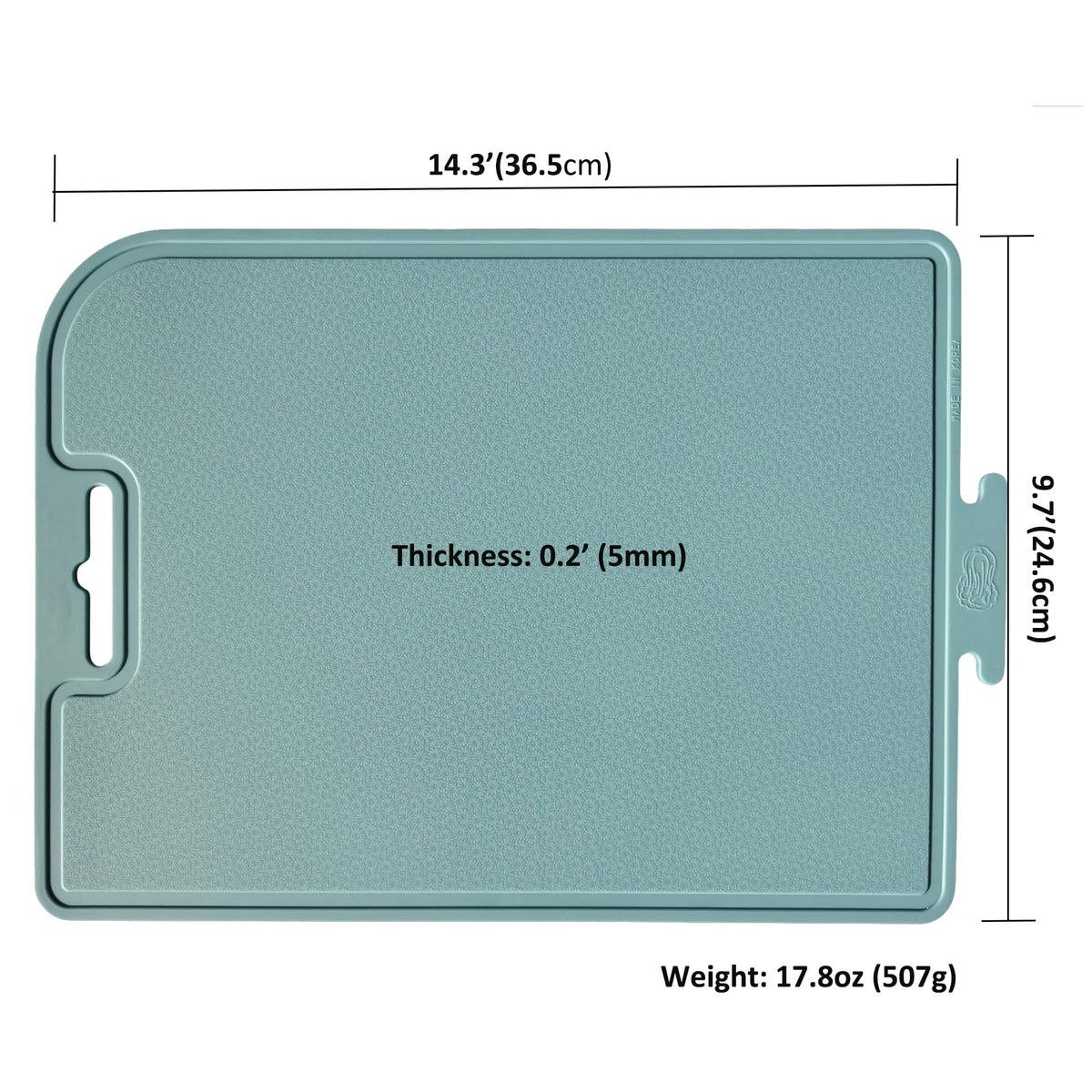 cozymomdeco Korean Made Thick Silicone Double-Sided Usable Cutting Board 14.3" x 9.7" Foldable Design Drip Groove Grip Handle Dishwasher Safe 1PCS Gift for Mom (Mint) Stocking Stuffer