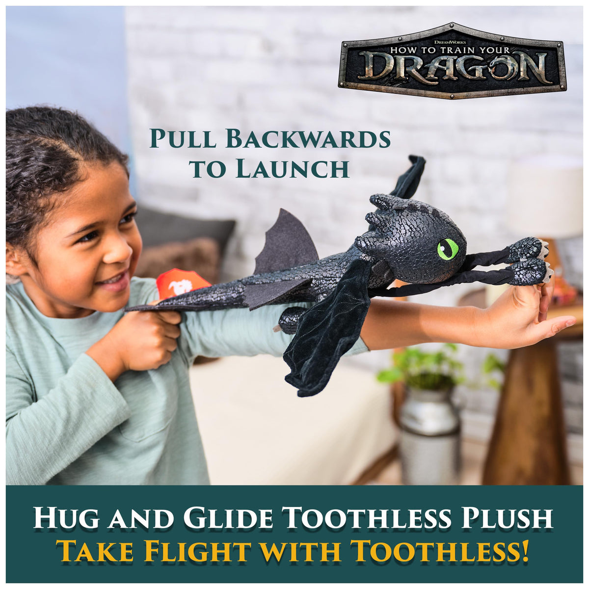 DreamWorks How to Train Your Dragon Hug & Glide Toothless 12" Plush; Age 4+