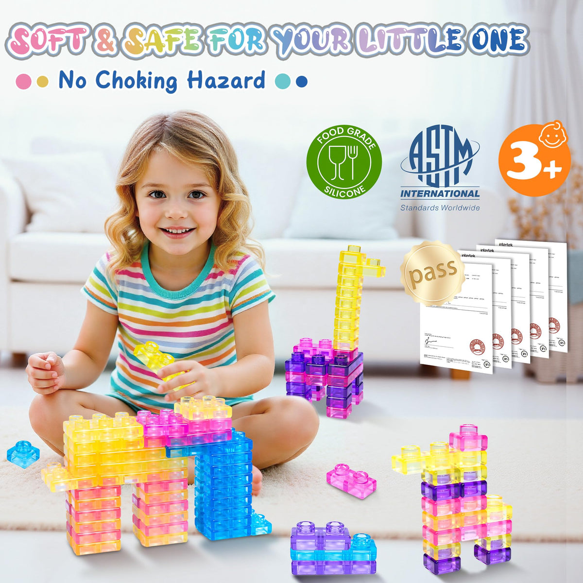 40PCS Original Soft Building Blocks for Kids, Gummy Squishy Stacking Toy