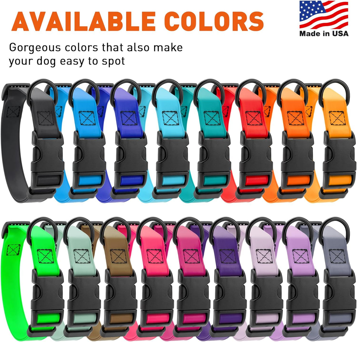 Dogline Biothane Waterproof Dog Collar with Quick Release Buckle Strong Coated Nylon Webbing with Odor- Proof for Easy Care Easy to Clean Fits Small Medium or Large Dogs, Teal 3/4" W 12-19" L