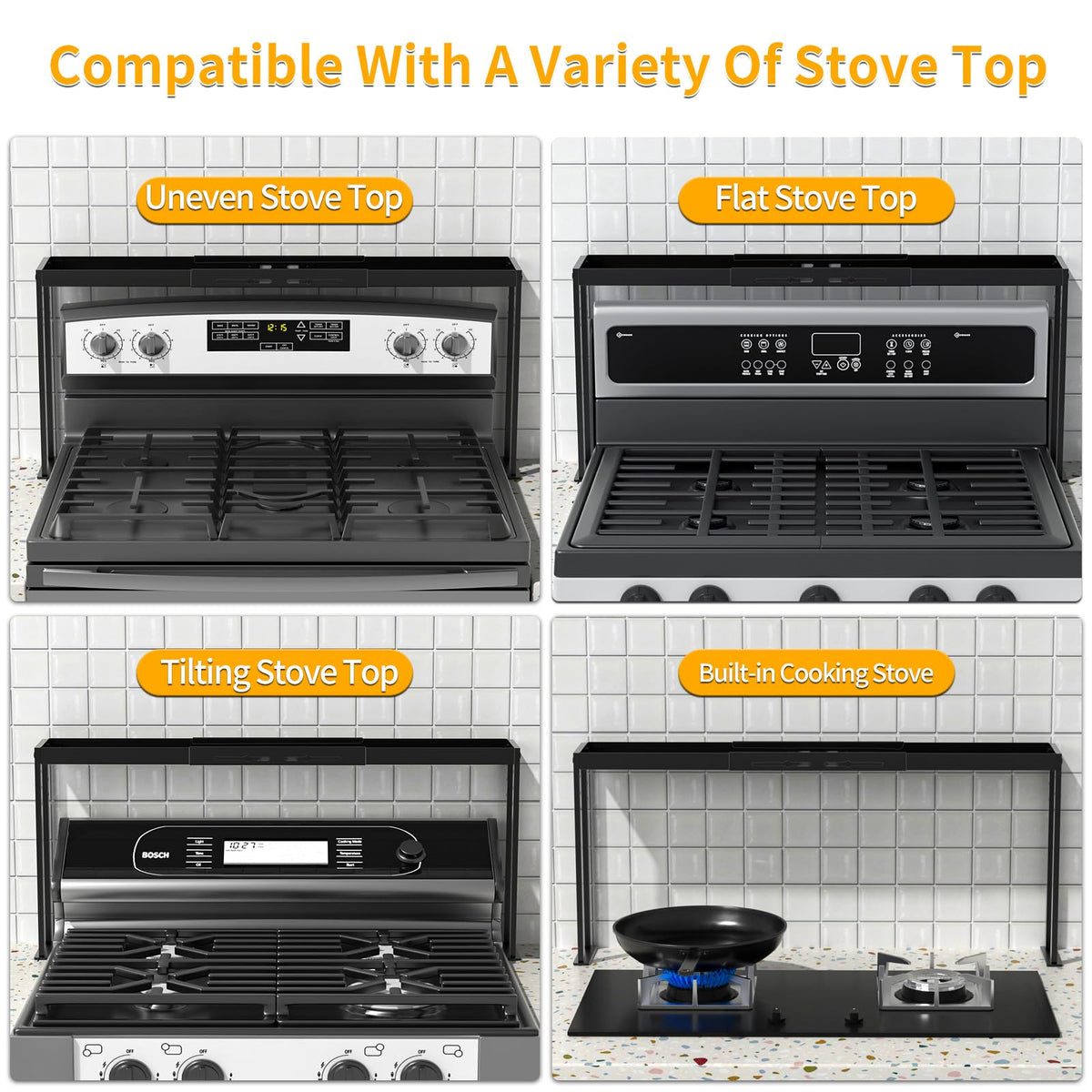ZDDLOINP Over the Stove Shelf, Expand 27 to 33 Inch for Curved Stove,Black