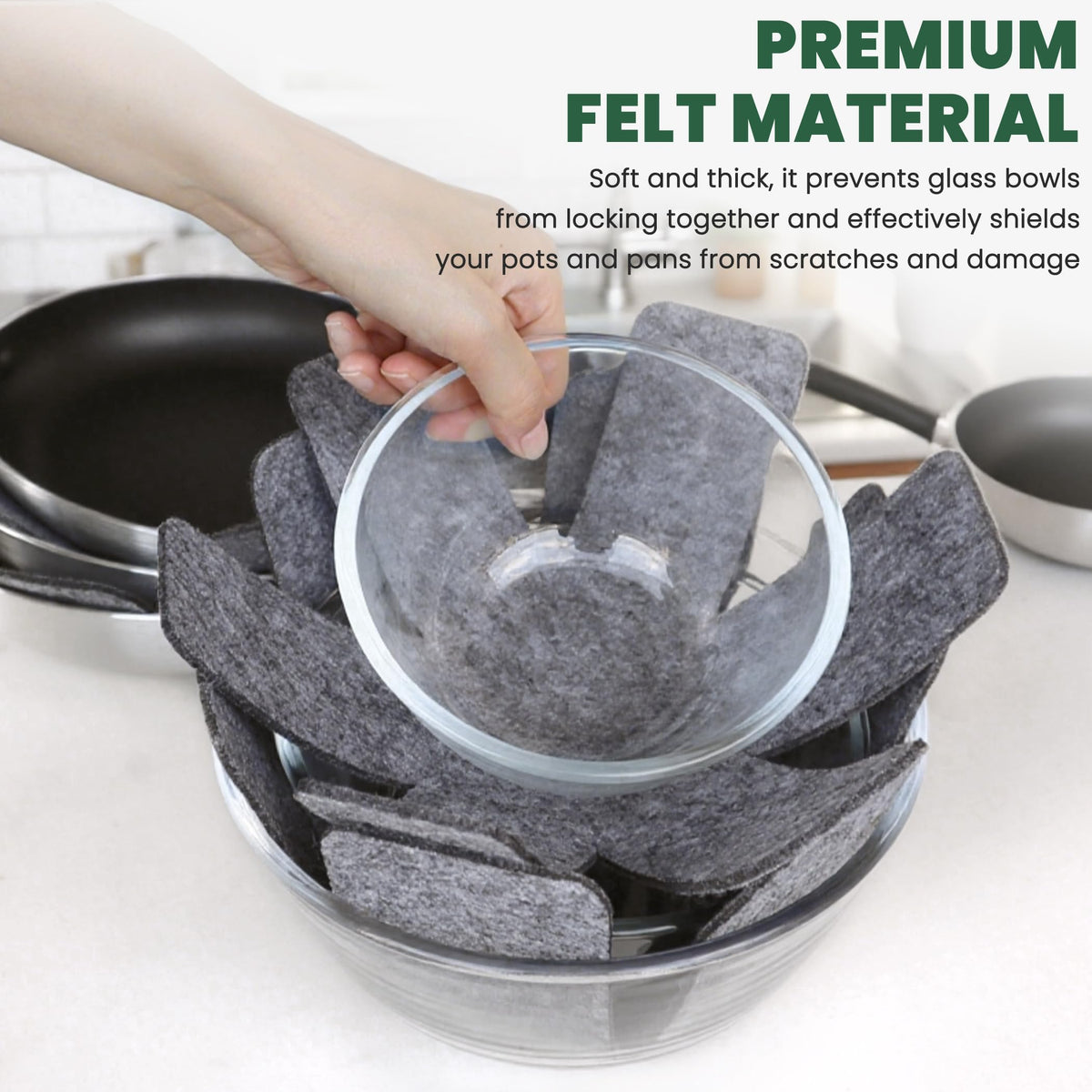 KITLAB Pot and Pan Protectors, Set of 12 and 4 Different Sizes