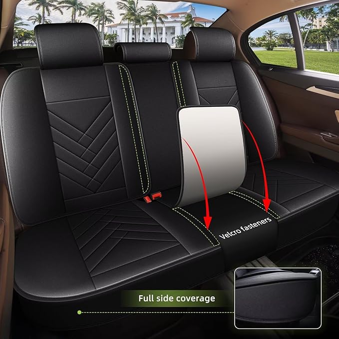 AOMSAZTO Car Seat Covers Fit for Subaru Outback 2007-2025 2026 Full Set Premium Seat Covers Waterproof Leather Automotive Seat Cushion Protector Compatible with Airbag(5 Seats,Black)