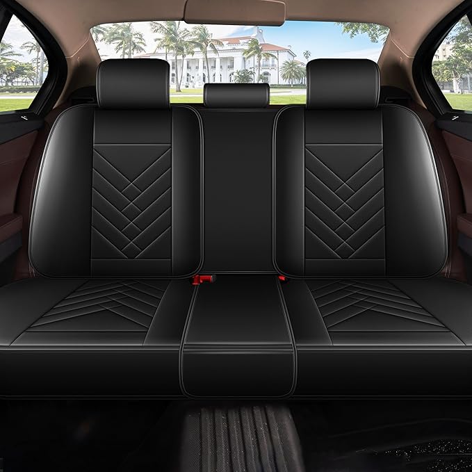 AOMSAZTO Car Seat Covers Full Set Fit for Nissan Rogue Sport 2017-2022 Waterproof Faux Leather Car Seat Cushions Automotive 5 Seat Covers Set（Black）