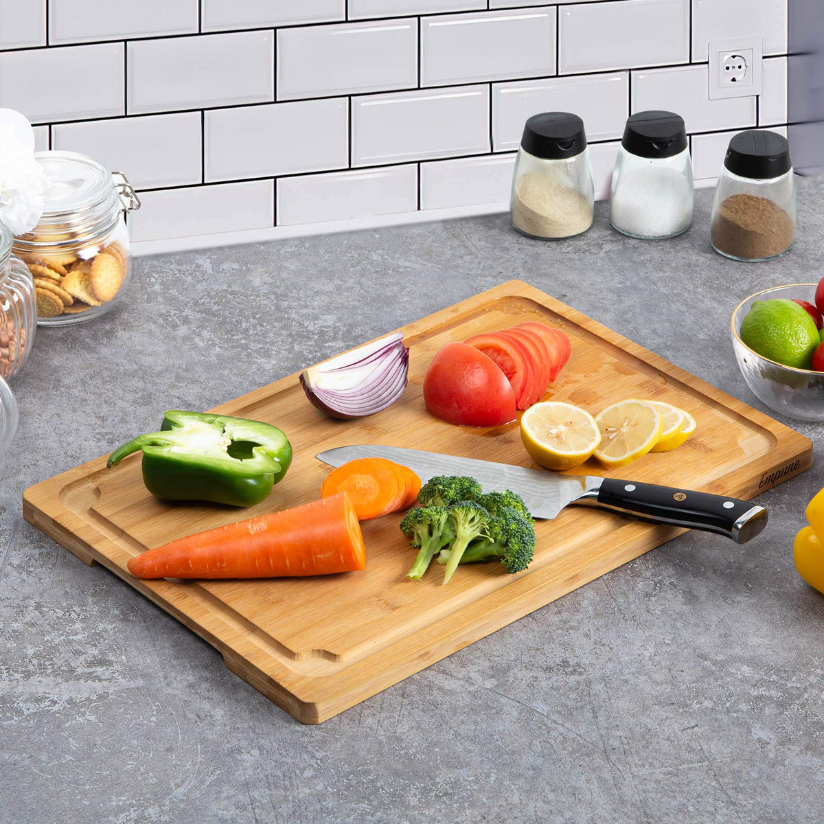 Empune Extra Large Cutting Board, 20" Bamboo Cutting Boards for Kitchen
