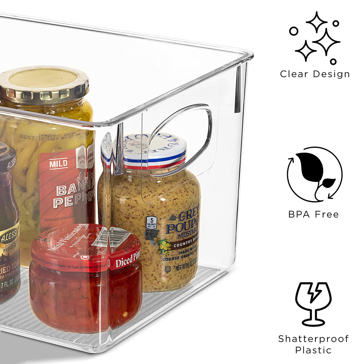 Sorbus Fridge Organizers and Storage, Clear Plastic Bins (Large, 8 Pack)
