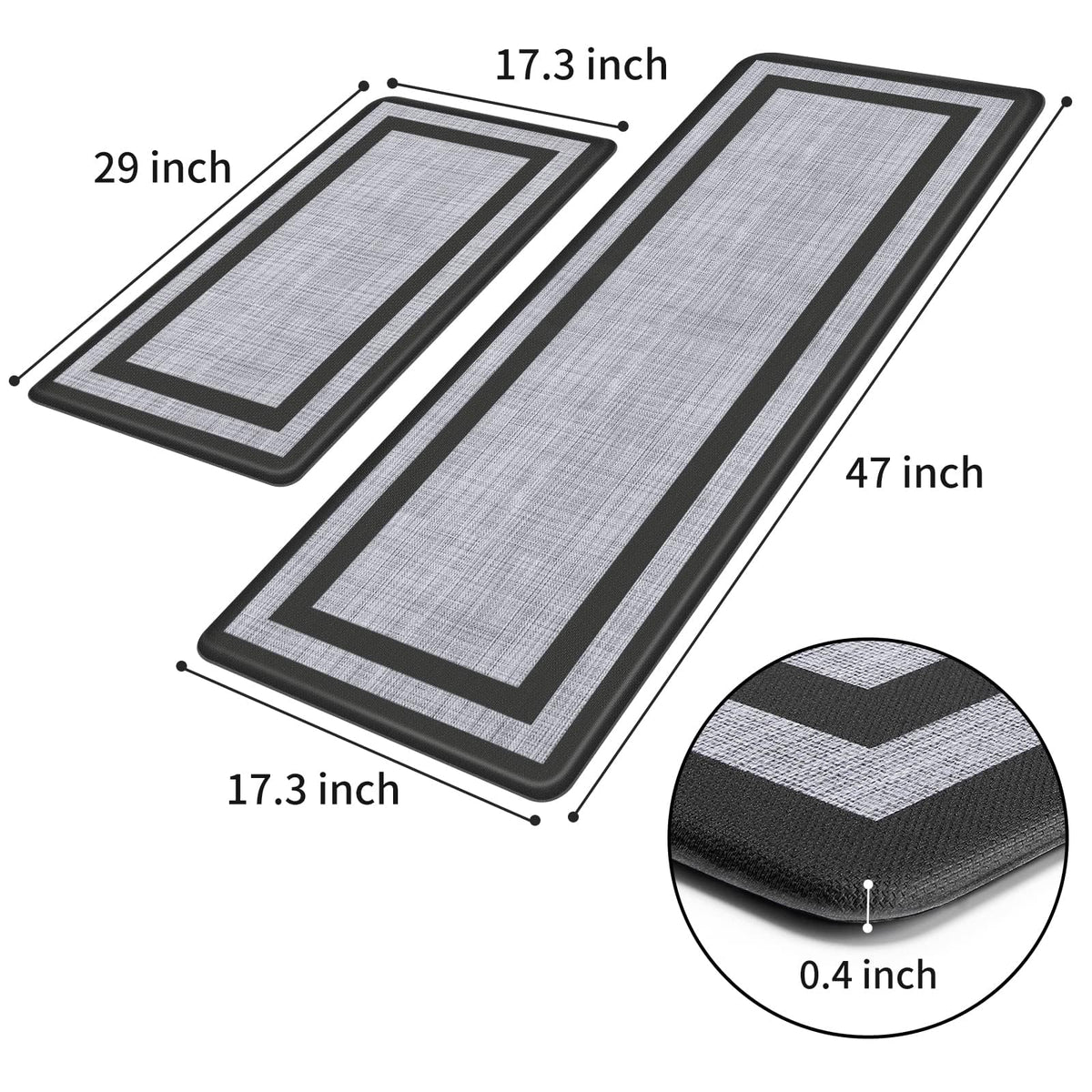 Mattitude Kitchen Mats Set of 2,Cushioned Anti-Fatigue Non-Skid Rug Sets