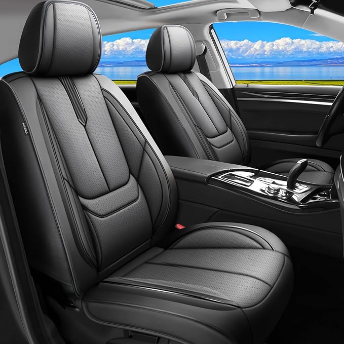 Fit Passport Car Seat Covers for Honda Passport 2019-2025 2026 -Upgraded Premium Waterproof & Breathable Leather,Airbag Compatible,All-Weather Seat Cushion Protector,Full Set,Black