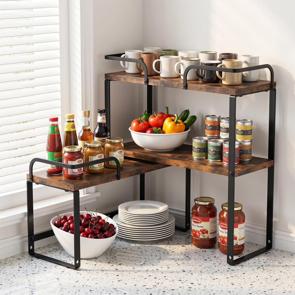Housolution Stackable Kitchen Countertop Organizer Corner Shelf