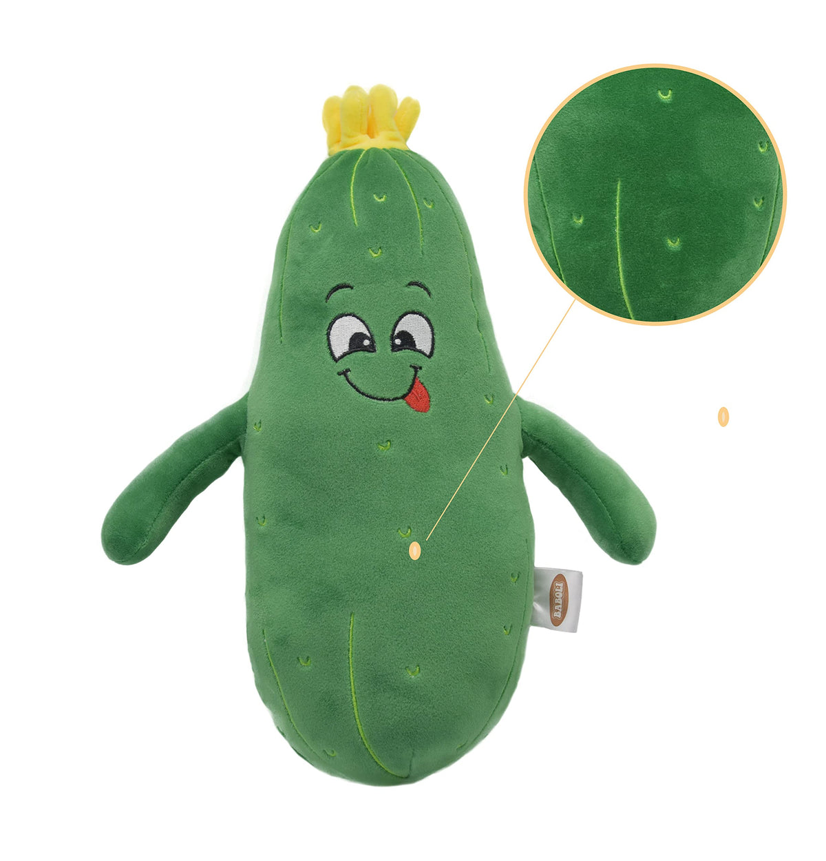 BABOLI Adorable Pickle Stuffed Animal Cucumber Plush Plant with Naughty Face and Yellow Corolla Pretty for Any Plushies Collector 12 Inches