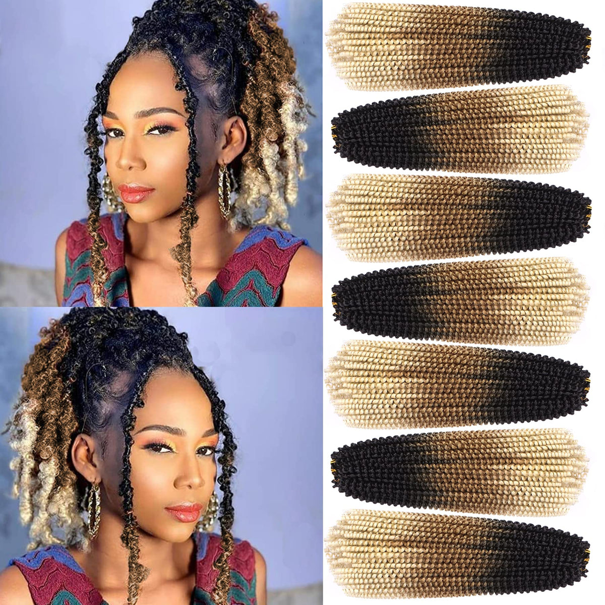 Xtrend 12 Inch 7 Packs Spring Twist Hair For Butterfly Faux Locks Crochet Braiding Hair Synthetic Fluffy Hair Extension For Wome
