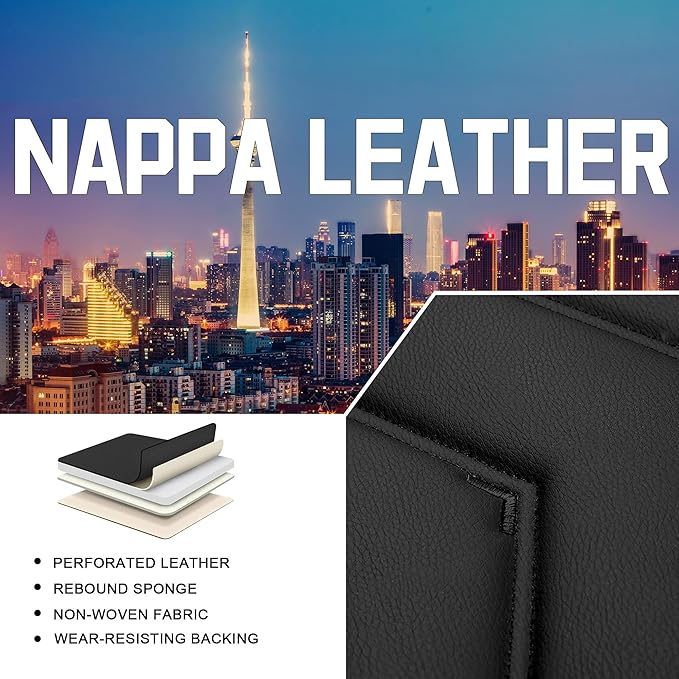 CTDS Car Seat Covers for Honda Accord 2000-2026, Stylish Sport Seat Cover, Premium Nappa Leather Car Seat Cover. Automobile Seat Covers Sets.(Luxury 5 Seats/Pure Black)