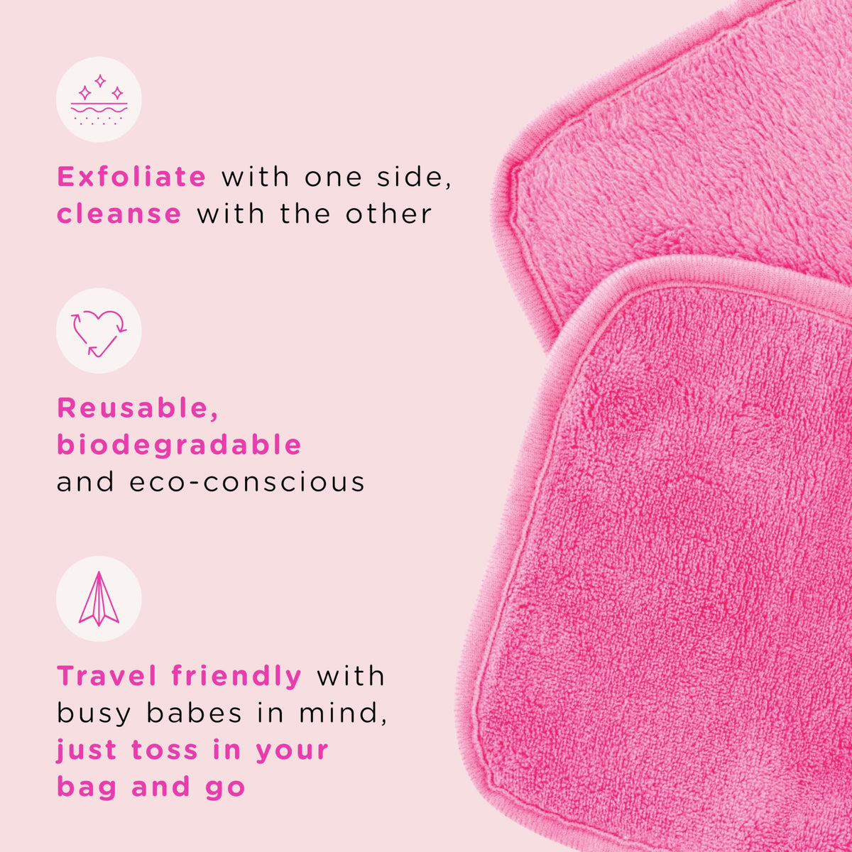 Erase Your Face Reusable Makeup Removing Cloths - Pink (Pack of 10)