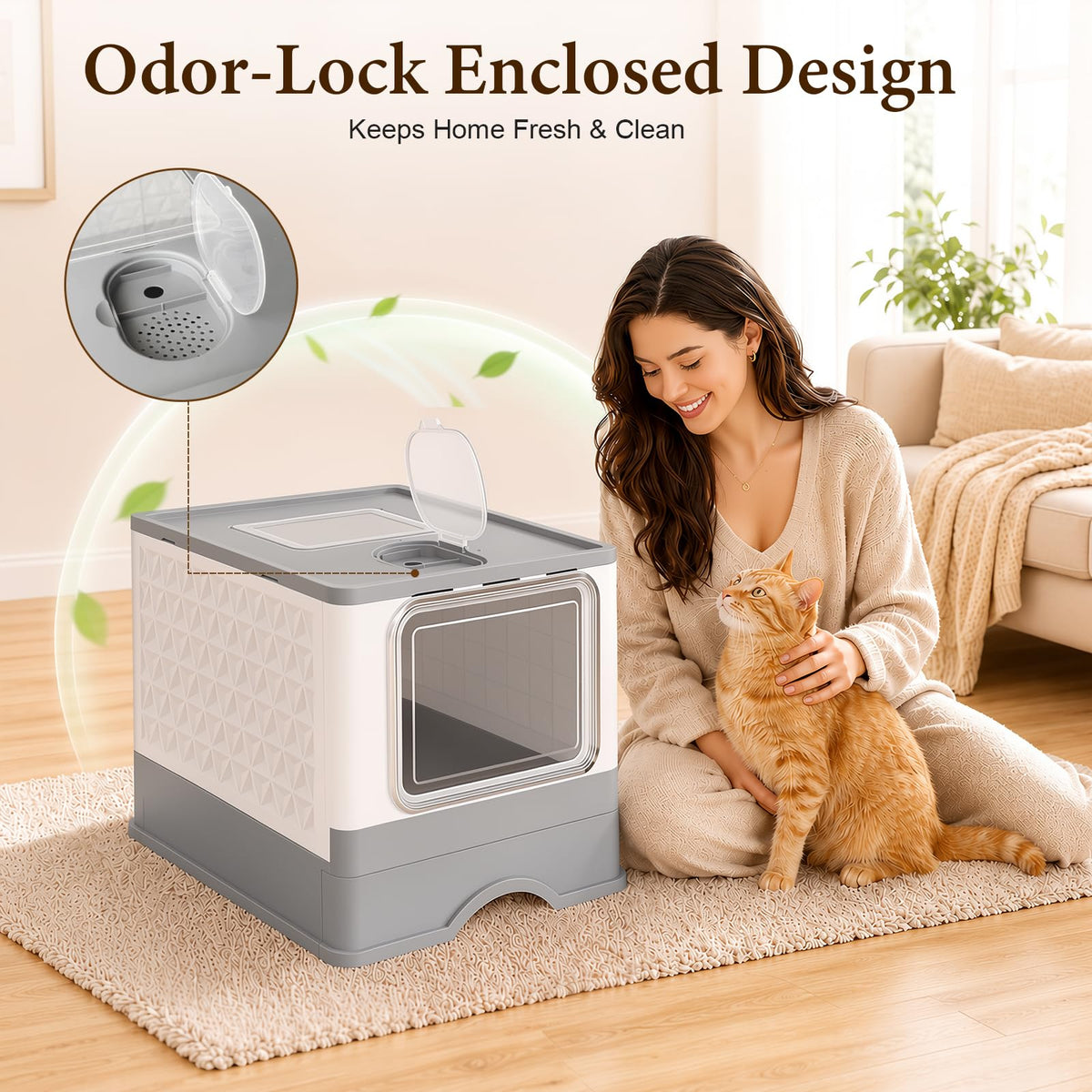 CBMNBDR Covered Cat Litter Box with Lid for Small & Medium Cats