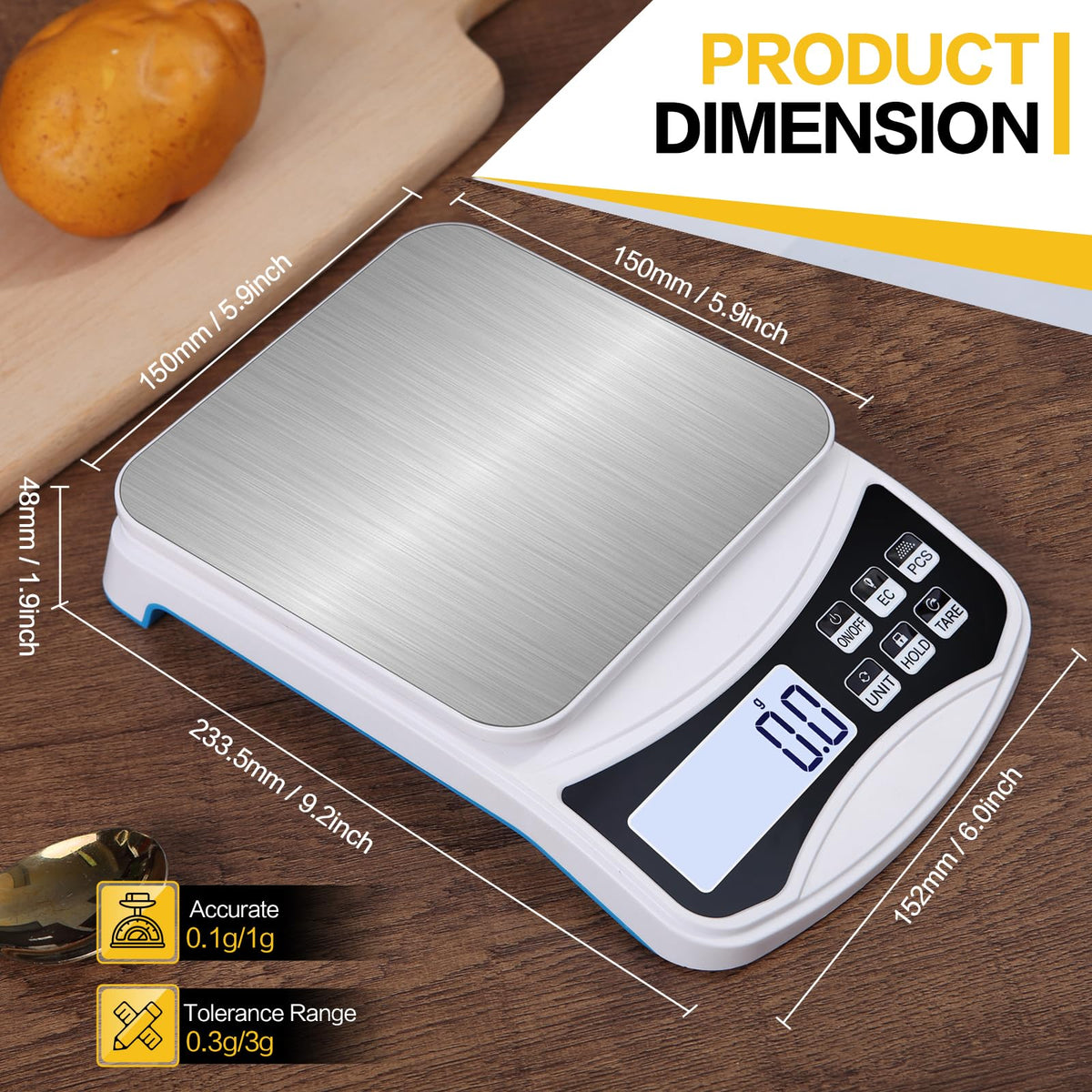 Digital Lab Scale 5000g x 0.1g LCD Display Analytical Balance Jewelry Scale