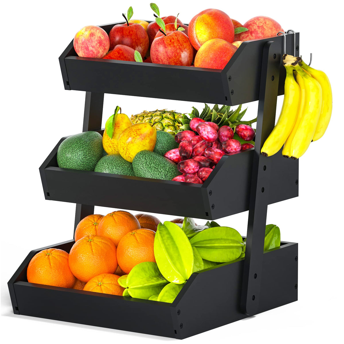 Gmtsl Bamboo Fruit Basket for Kitchen, Fruit Holder for Kitchen Countertop