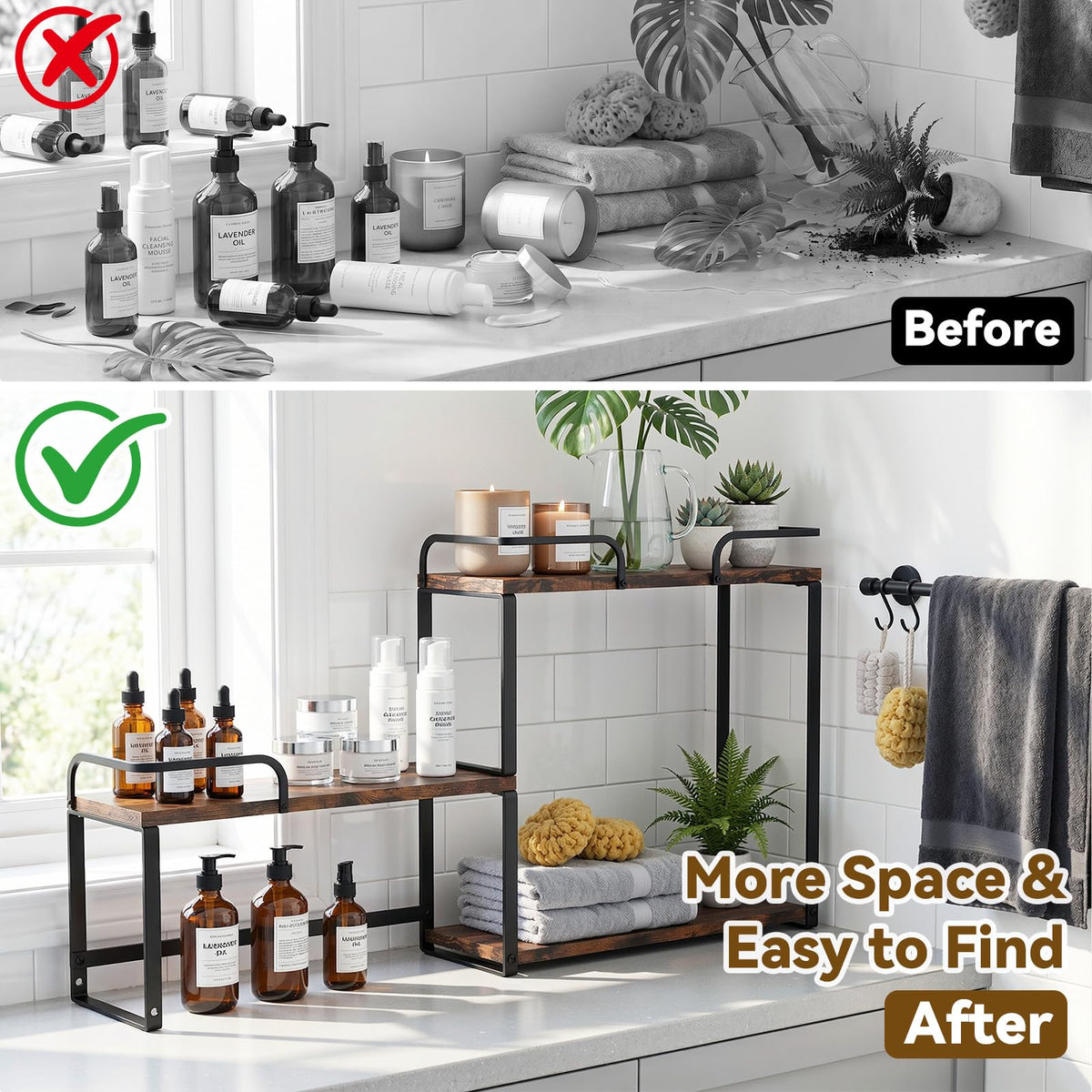 Housolution Stackable Kitchen Countertop Organizer Corner Shelf