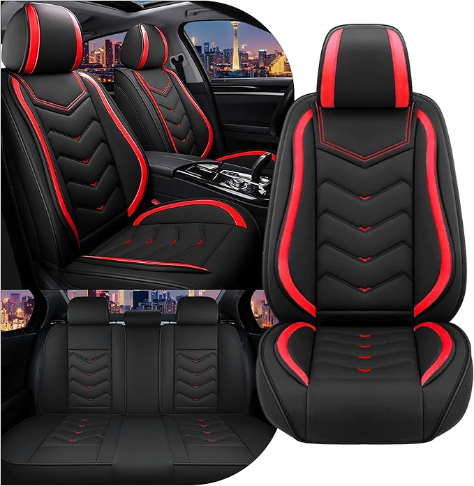 CTDS Car Seat Covers for Honda Accord 2000-2026, Stylish Sport Seat Cover, Premium Nappa Leather Car Seat Cover. Automobile Seat Covers Sets.(Standard 5 Seats/Black Red)