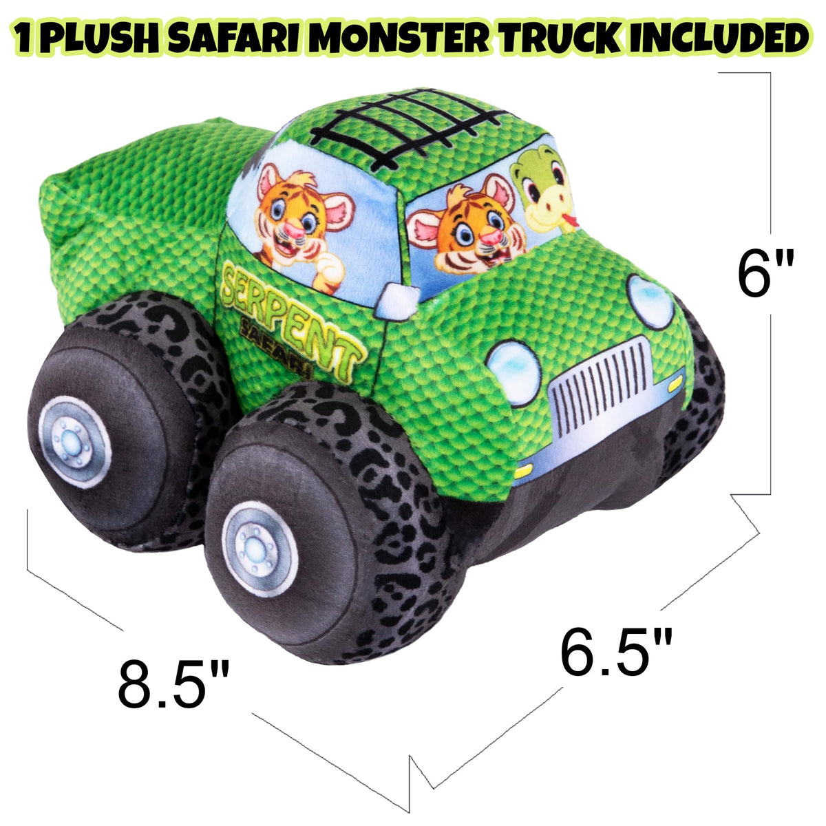 ArtCreativity Plush Monster Truck Safari Design - 8 Inch Big Stuffed Monster Truck - Cool Animal-Themed Design - Soft and Cuddly Toys for Little Boys, Girls, Baby, Toddlers - Great Gift Idea