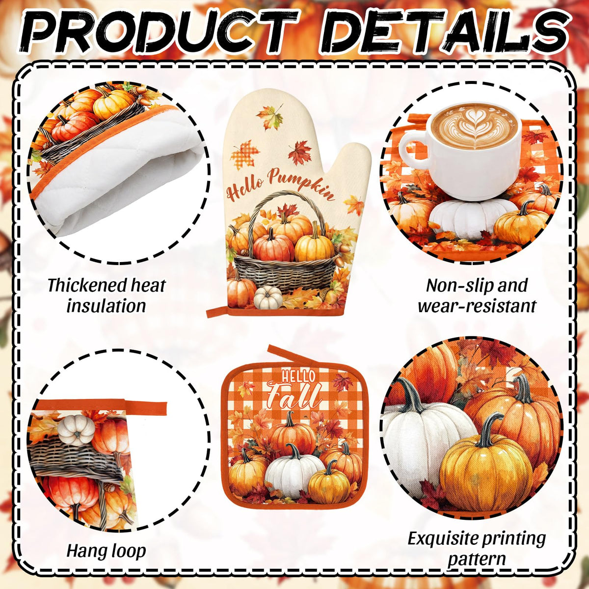 Fourluoo 10 Pcs Fall Kitchen Decor Maple Leaves Kitchen Accessories Set