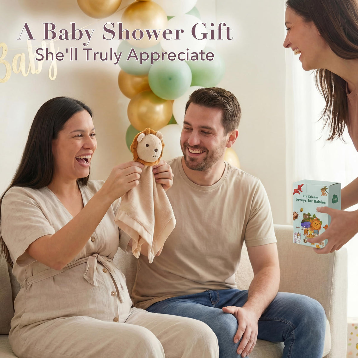 Pro Goleem Lion Security Blanket, Soft Lovey Unisex Lovie Baby Gift for Newborn Boys and Girls Snuggle Toy Stuffed Animal 16 Inch
