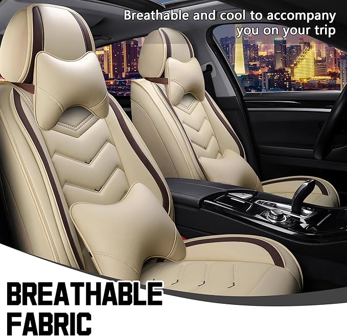 CTDS Car Seat Covers for Honda Accord 2000-2026, Stylish Sport Seat Cover, Premium Nappa Leather Car Seat Cover. Automobile Seat Covers Sets.(Luxury 2 Seats/Beige)