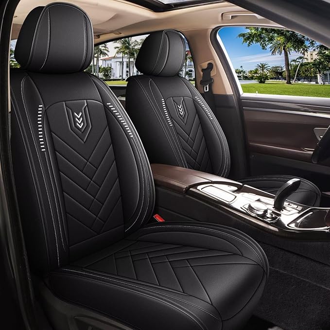 AOMSAZTO Front Seat Covers Fit for GMC Acadia 2017-2026: Faux Leather Automotive Seat Covers Waterproof Vehicle Seat Cushion Protector Car Interior Covers(2 Seat Black)