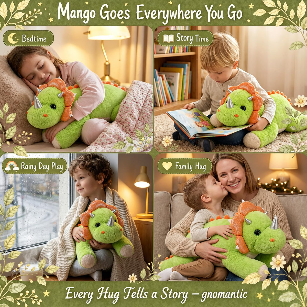 gnomantic Dinosaur Weighted Stuffed Animals, Plush Pillow for Kids