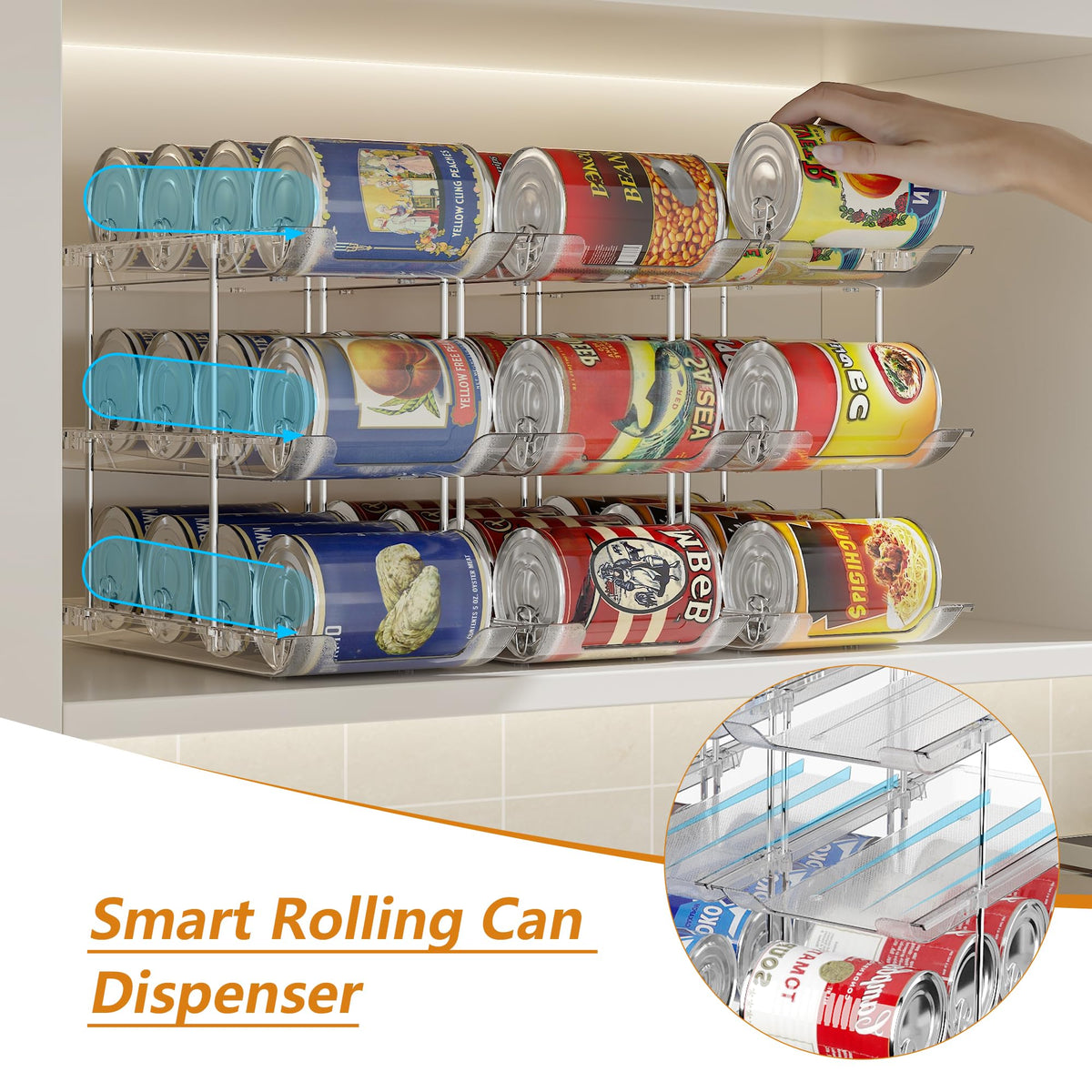 LXLXXL Can Organizer for Pantry Canned Food Storage Goods Holders 3 Tier
