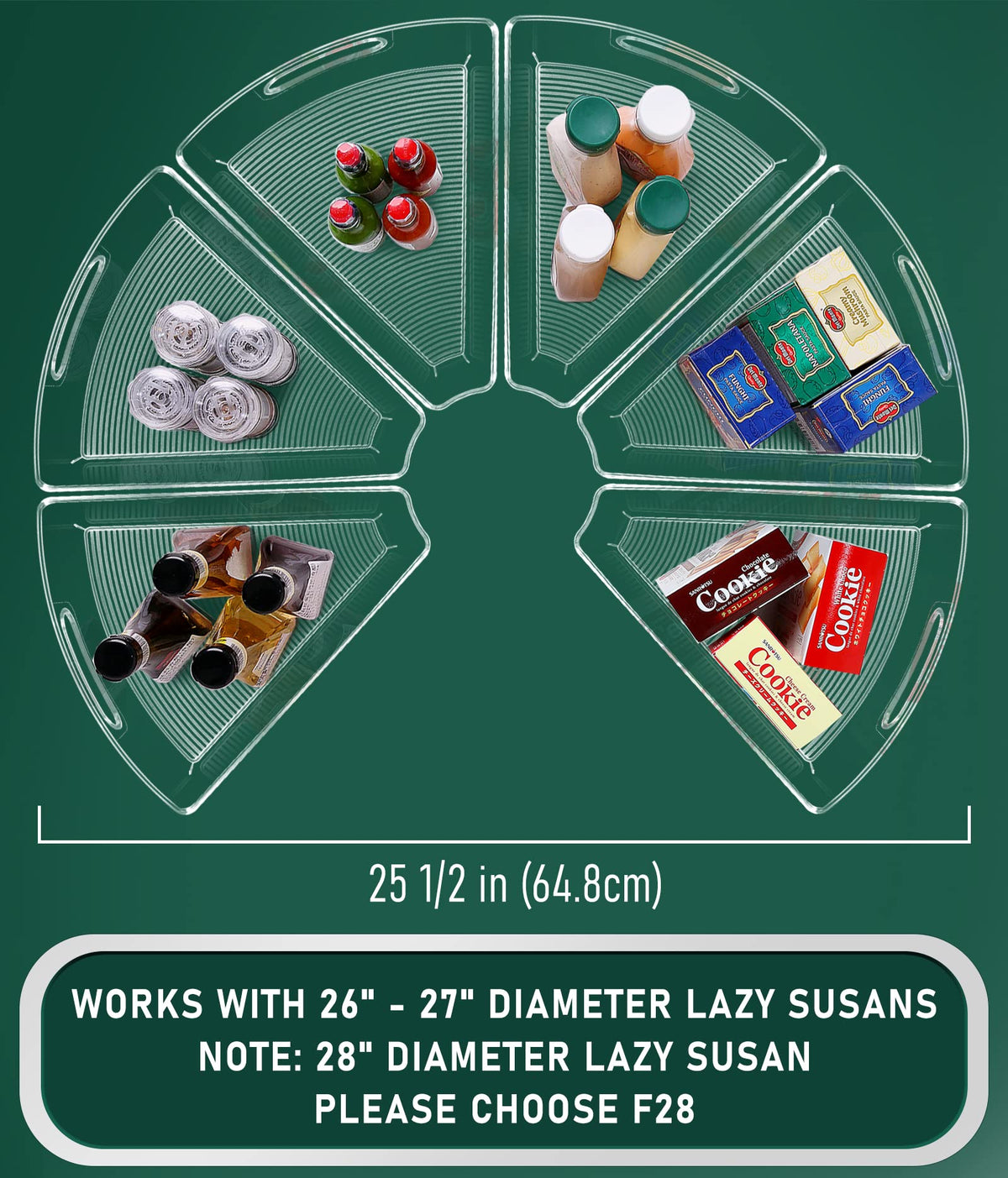 JEISSLIA Lazy Susan Cabinet Organizer Bins for 26"/ 28"/ 32" Diameter