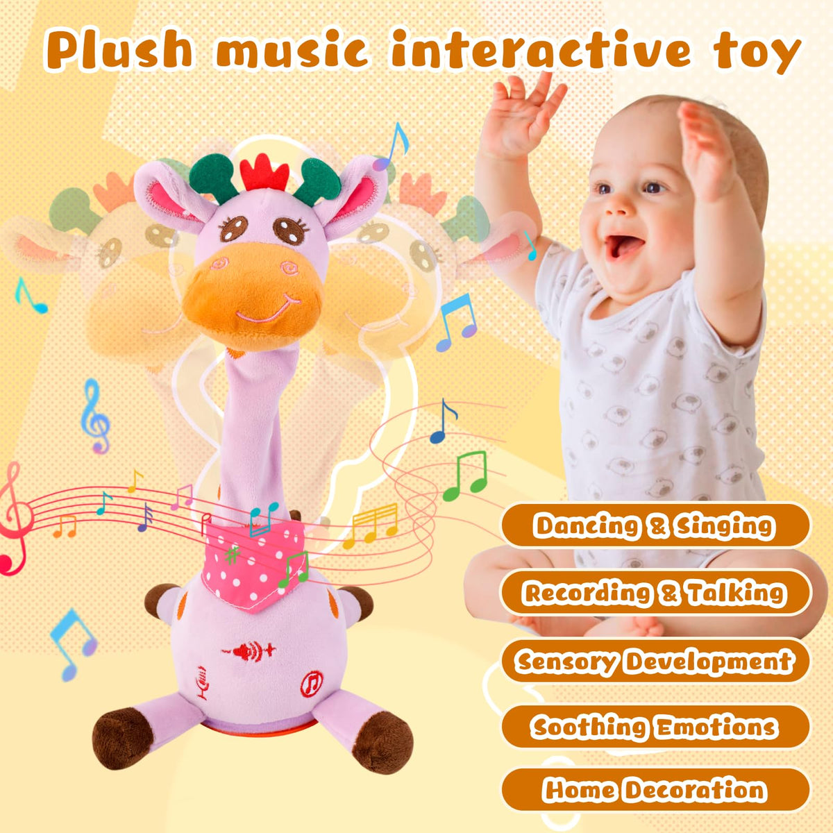 JISON21 Funny Dancing Giraffe Baby, Talking Singing Recording Repeating Toy