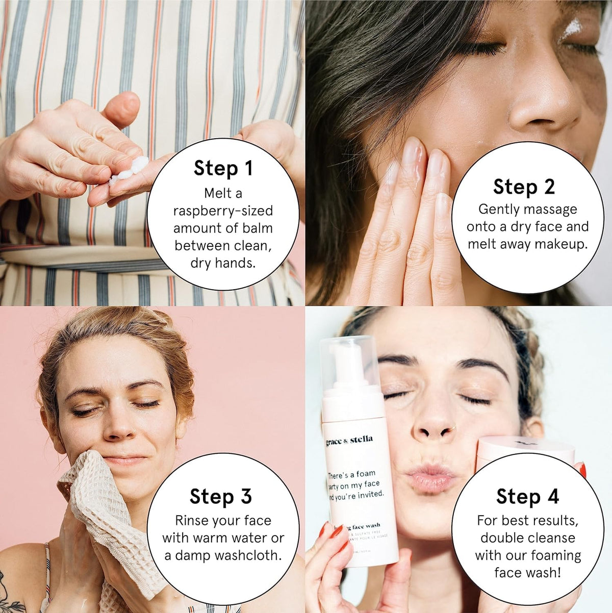 grace & stella Makeup Remover Cleansing Balm - Hydrating Facial Cleanser