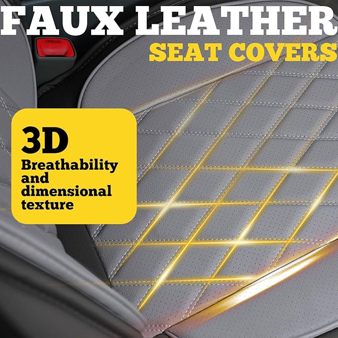 LINGVIDO Car Seat Covers for Front Seats (2 Seats) - Premium Perforated Nappa Leather,Waterproof Shield, Omni-Adapt Fit for SUVs Sedans, Ideal for Rideshare & Pets